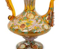 A Bohemian Enameled Glass Cocktail Set and Associated Ewer