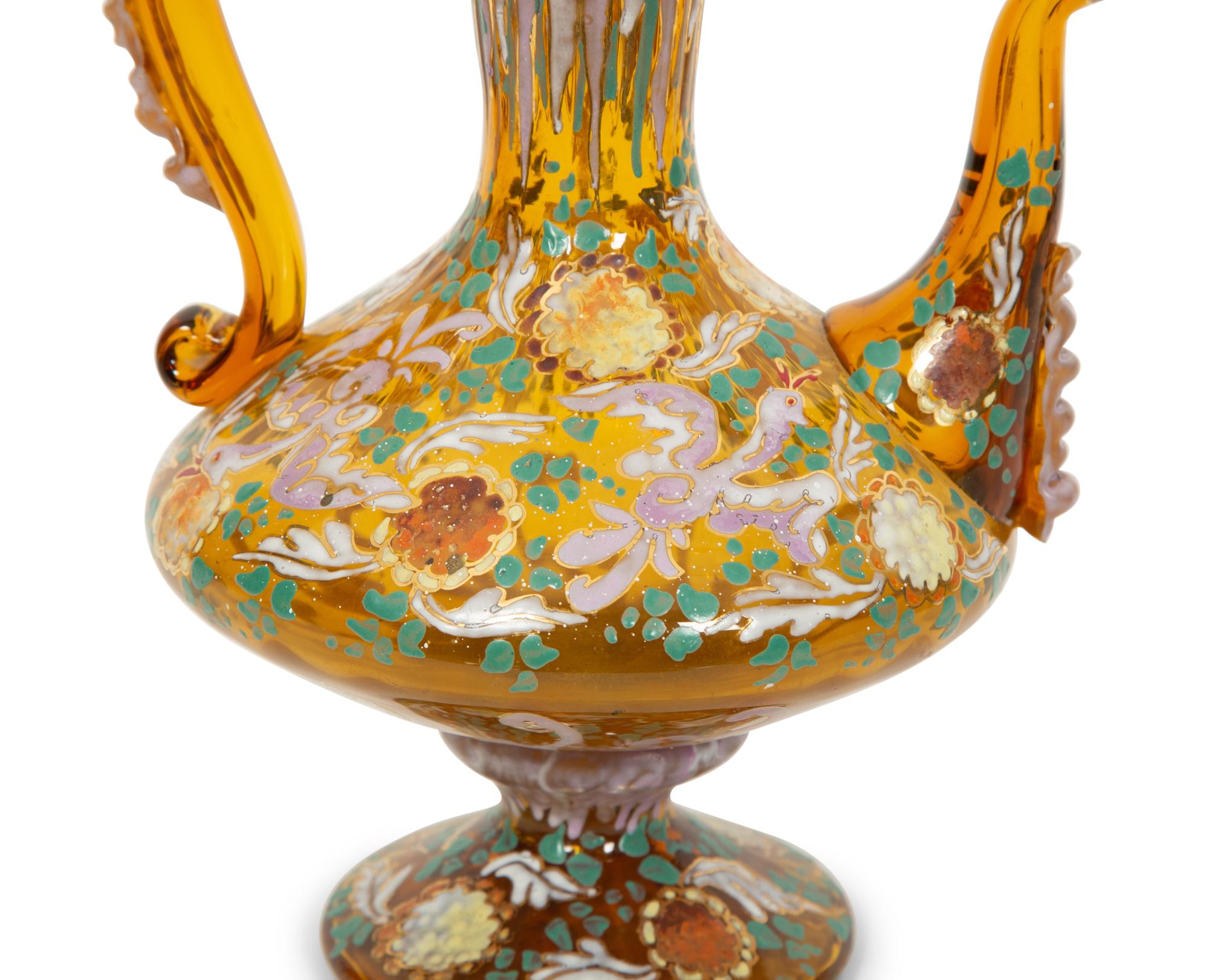 A Bohemian Enameled Glass Cocktail Set and Associated Ewer
