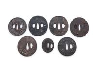 Seven Inlaid Cast Iron Tsuba