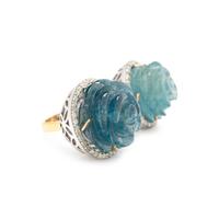 AQUAMARINE AND DIAMOND RING