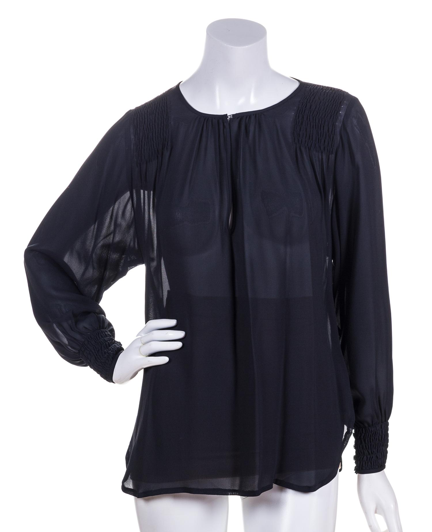 A Chloe Black Silk Blouse, Size 38.