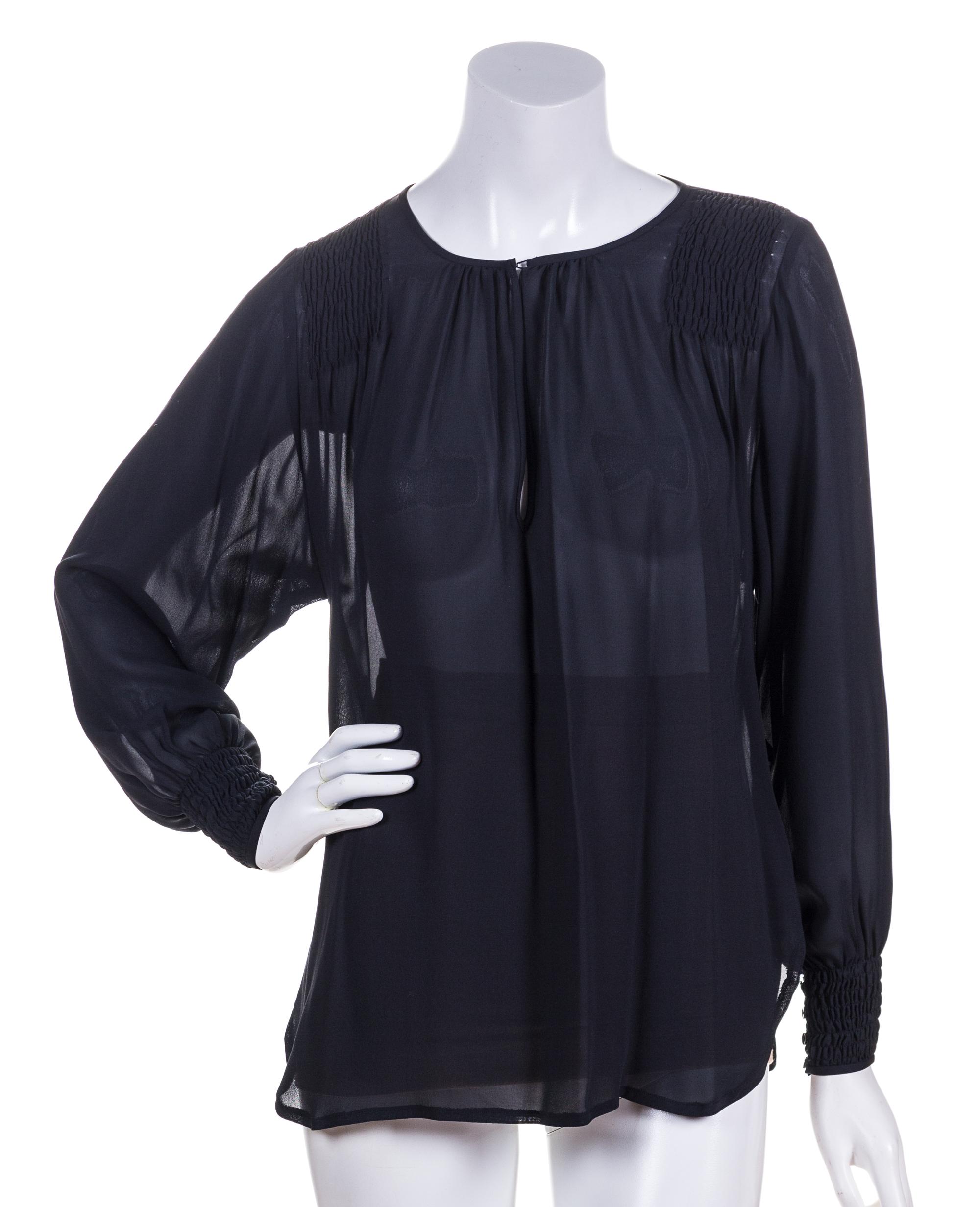 A Chloe Black Silk Blouse, Size 38.