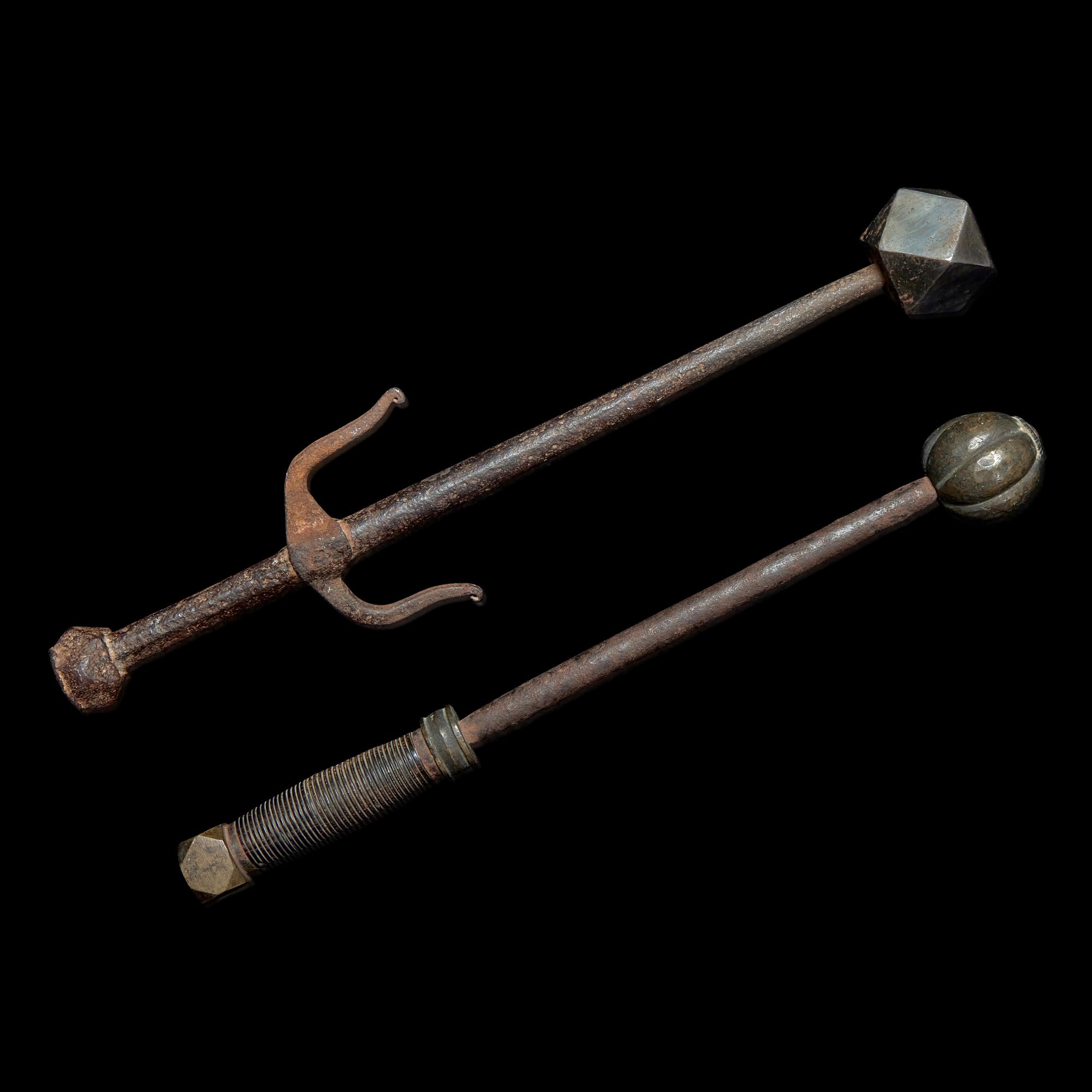 Two Tibetan Iron Bone Crushers 鐵錘兩件