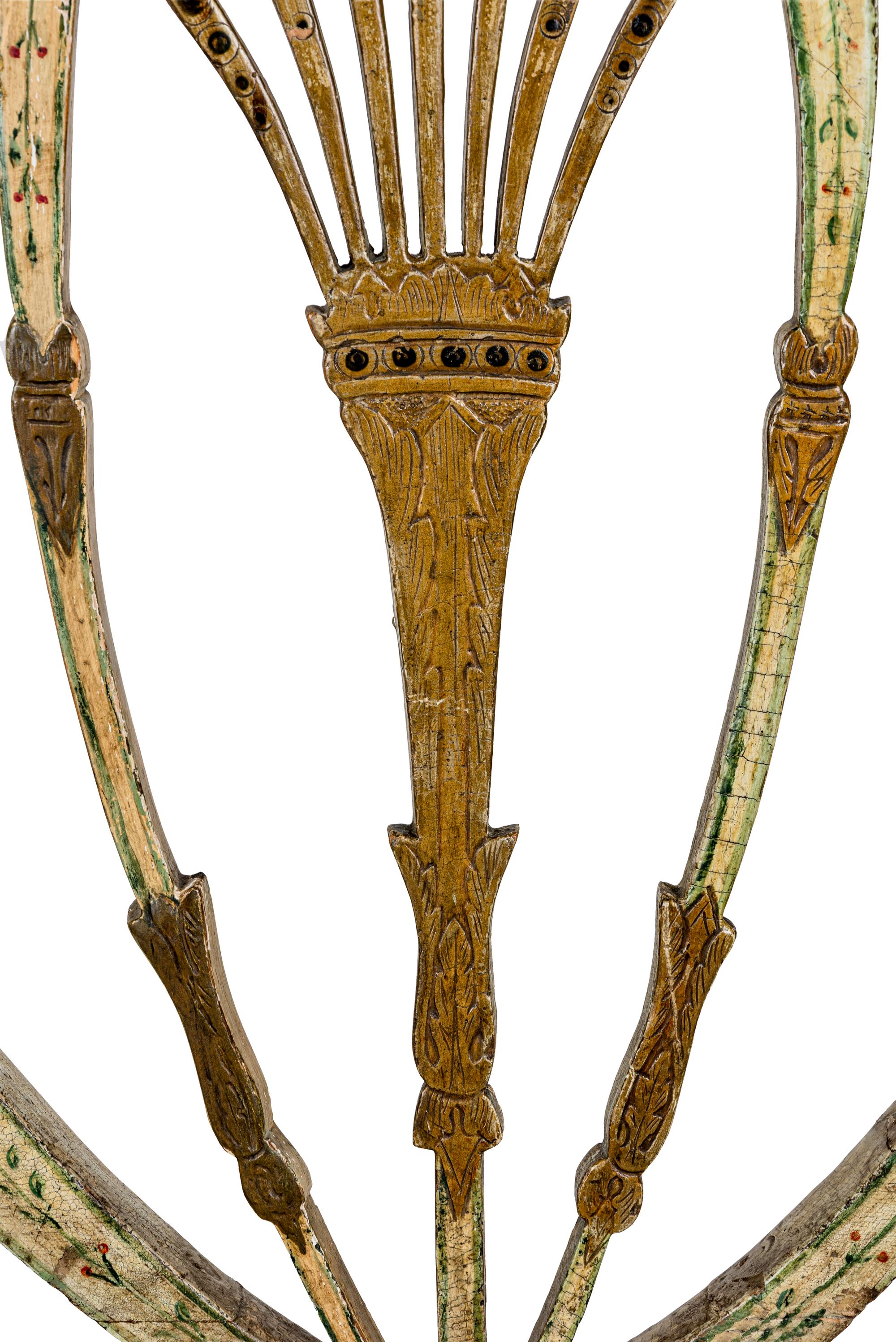 A Pair of North European Polychrome Decorated Side Chairs
