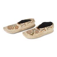 Metis Cree Embroidered Hide Moccasins