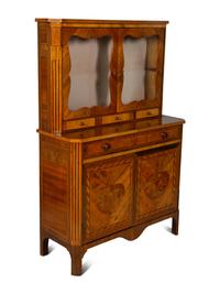 A Diminutive Northern Italian Walnut Marquetry Secretary Bookcase — 19TH CENTURY