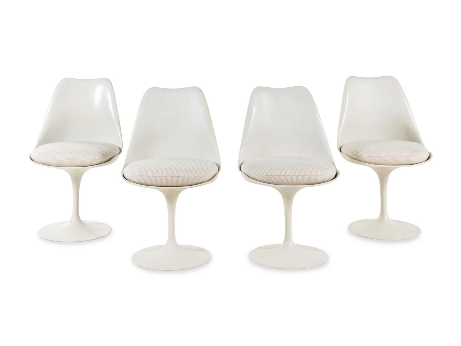 Four Tulip Dining Chairs Knoll, USA with associated Maurice Burke for Arkana Dining Table