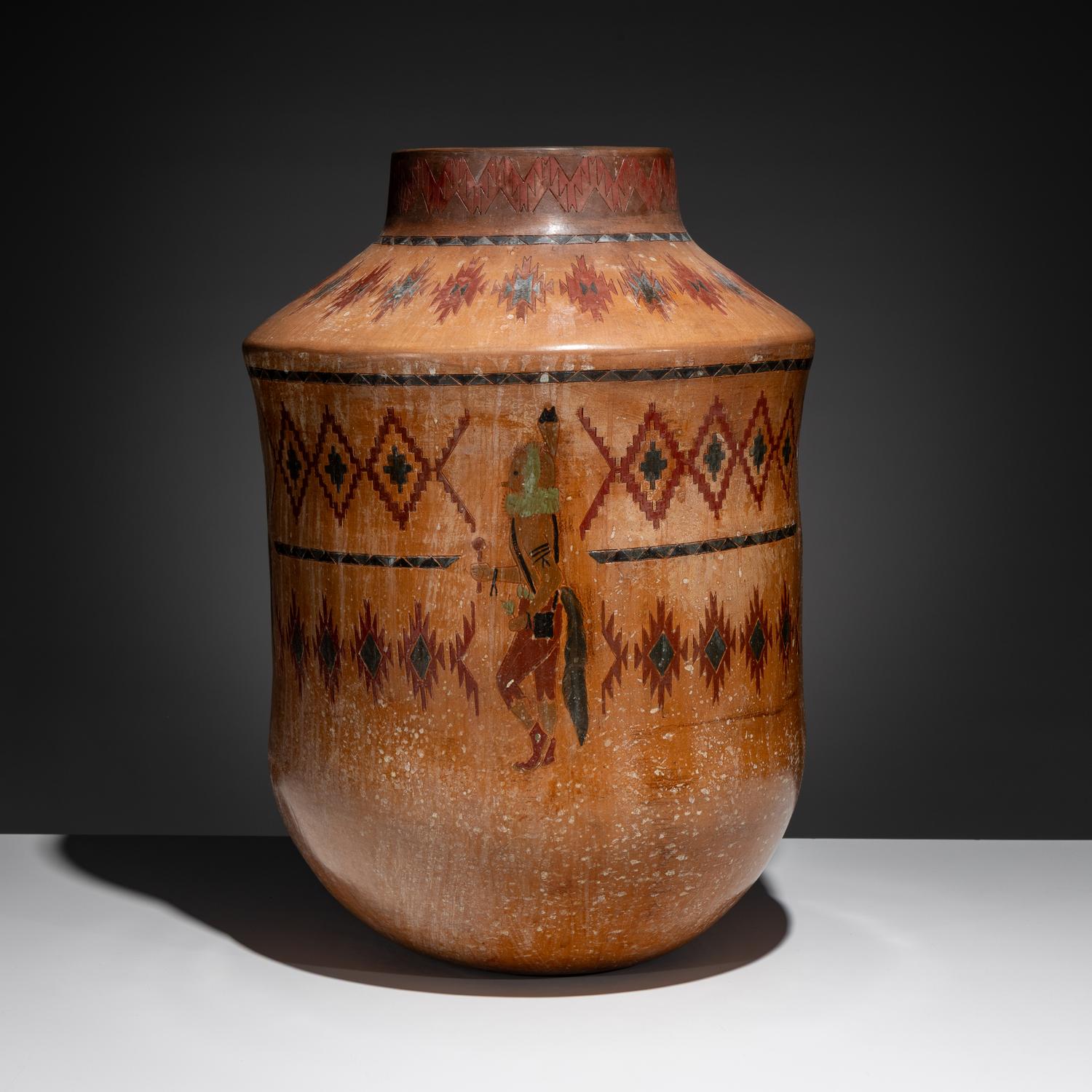 Polychrome Pottery Storage Jar, with Yeibichai Dancers