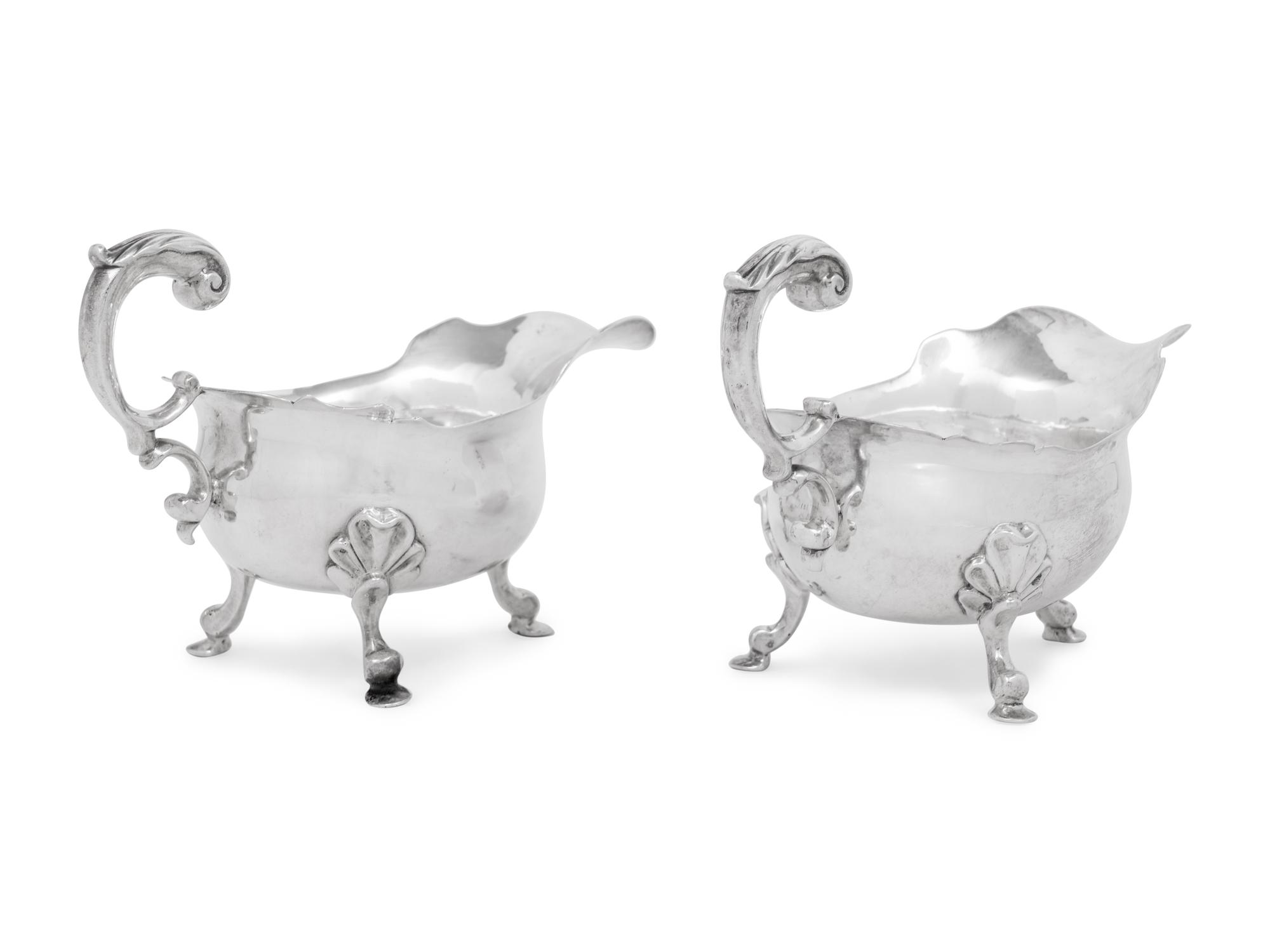 A Matched Pair of George II Silver Sauce Boats