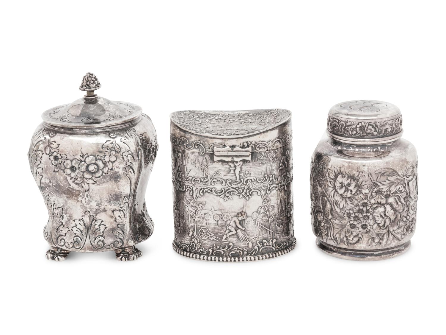 Three Silver Tea Caddies