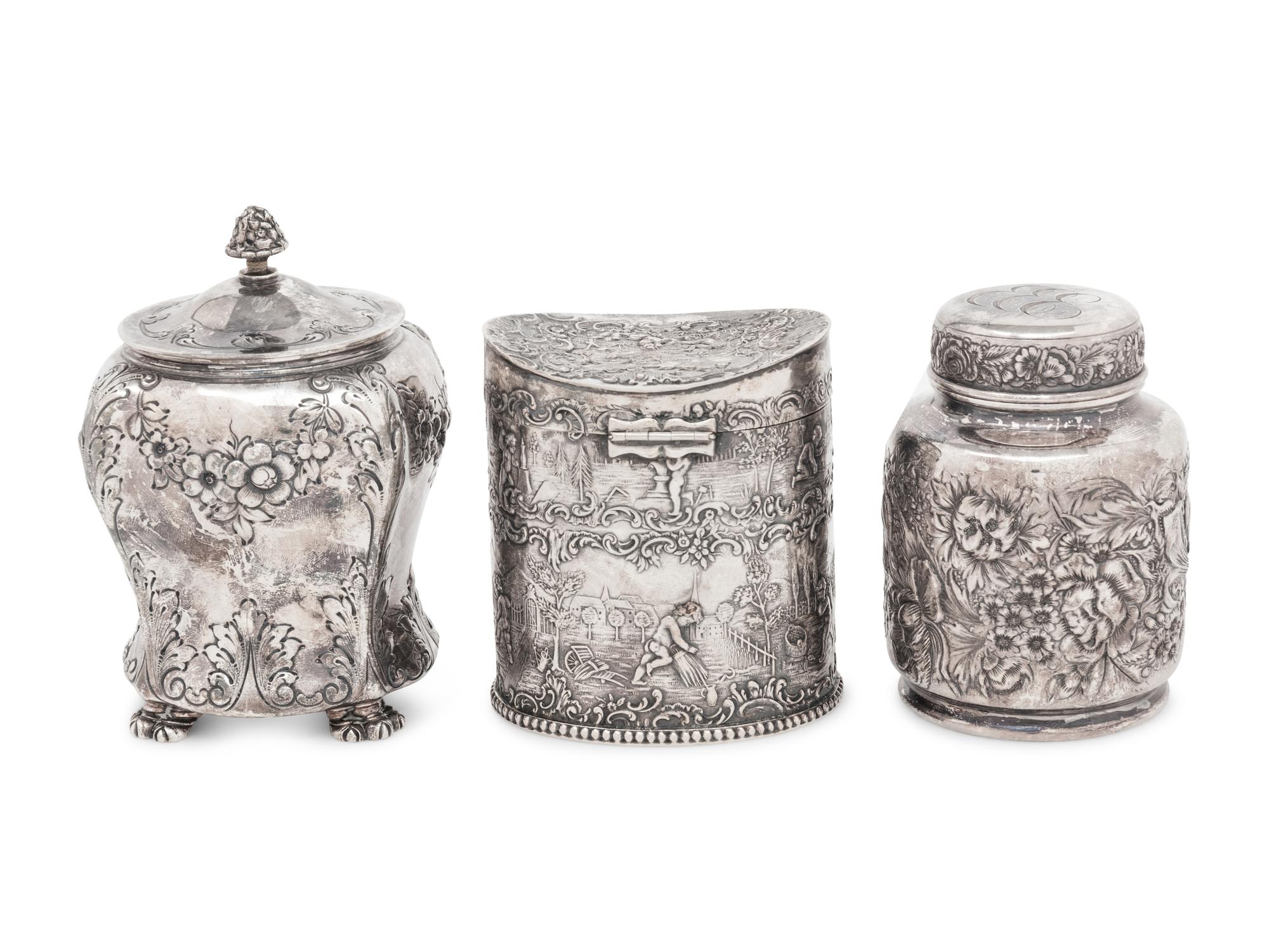 Three Silver Tea Caddies