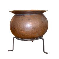 A Copper Cooking Vessel on Stand 25" W x 25" D x 26.5" H — France, Circa 1900