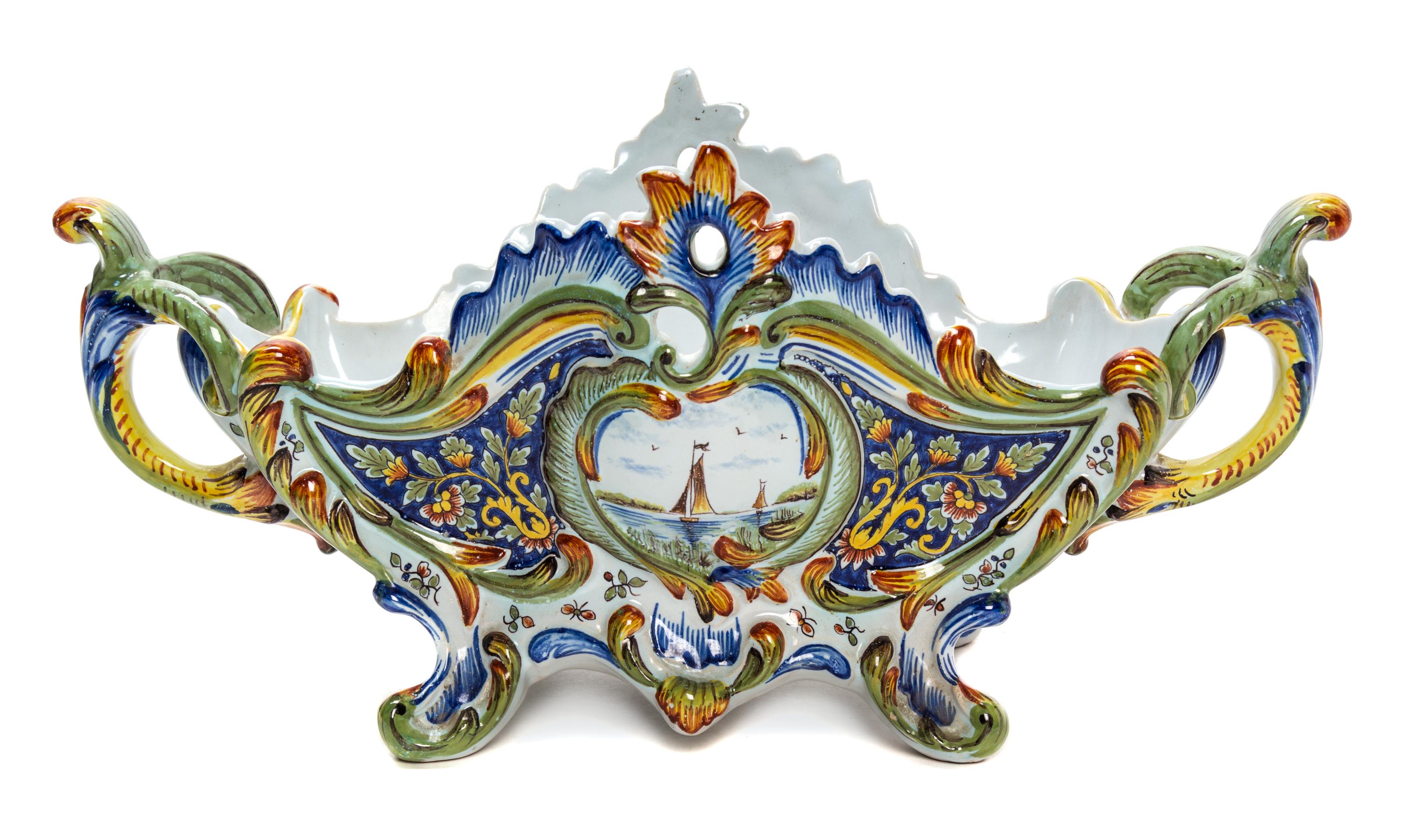 A Quimper Pottery Jardiniere Length 15 inches.