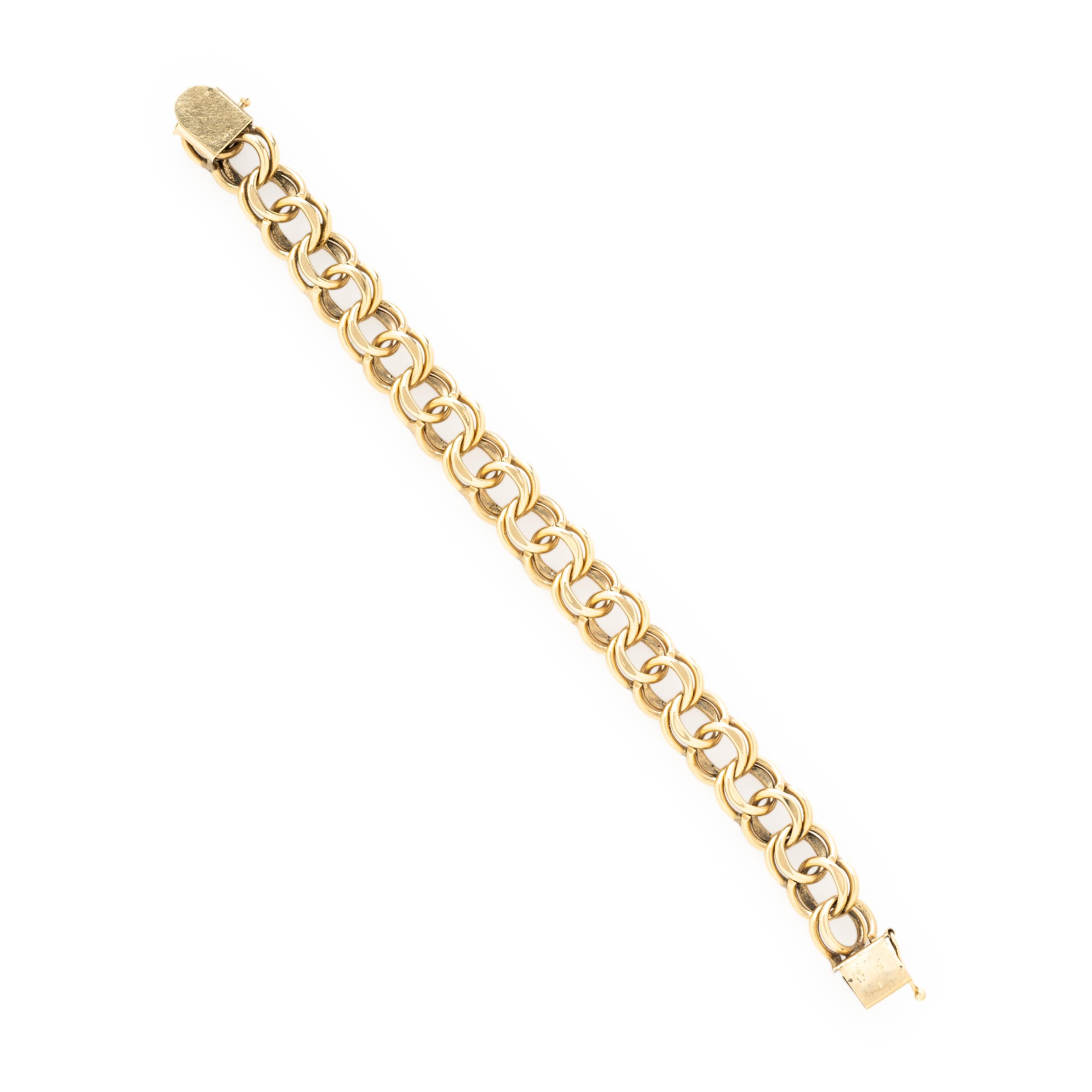 YELLOW GOLD DOUBLE LINK CHAIN BRACELET