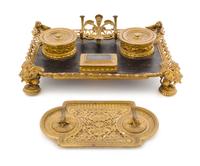An Empire Style Gilt Bronze Encrier Height of first 16 inches. — 19TH/20TH CENTURY