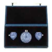 Three Chinese Blue and White Porcelain Bird Feeders Diameter of largest 2 1/4 inches. — 19TH/20TH CENTURY