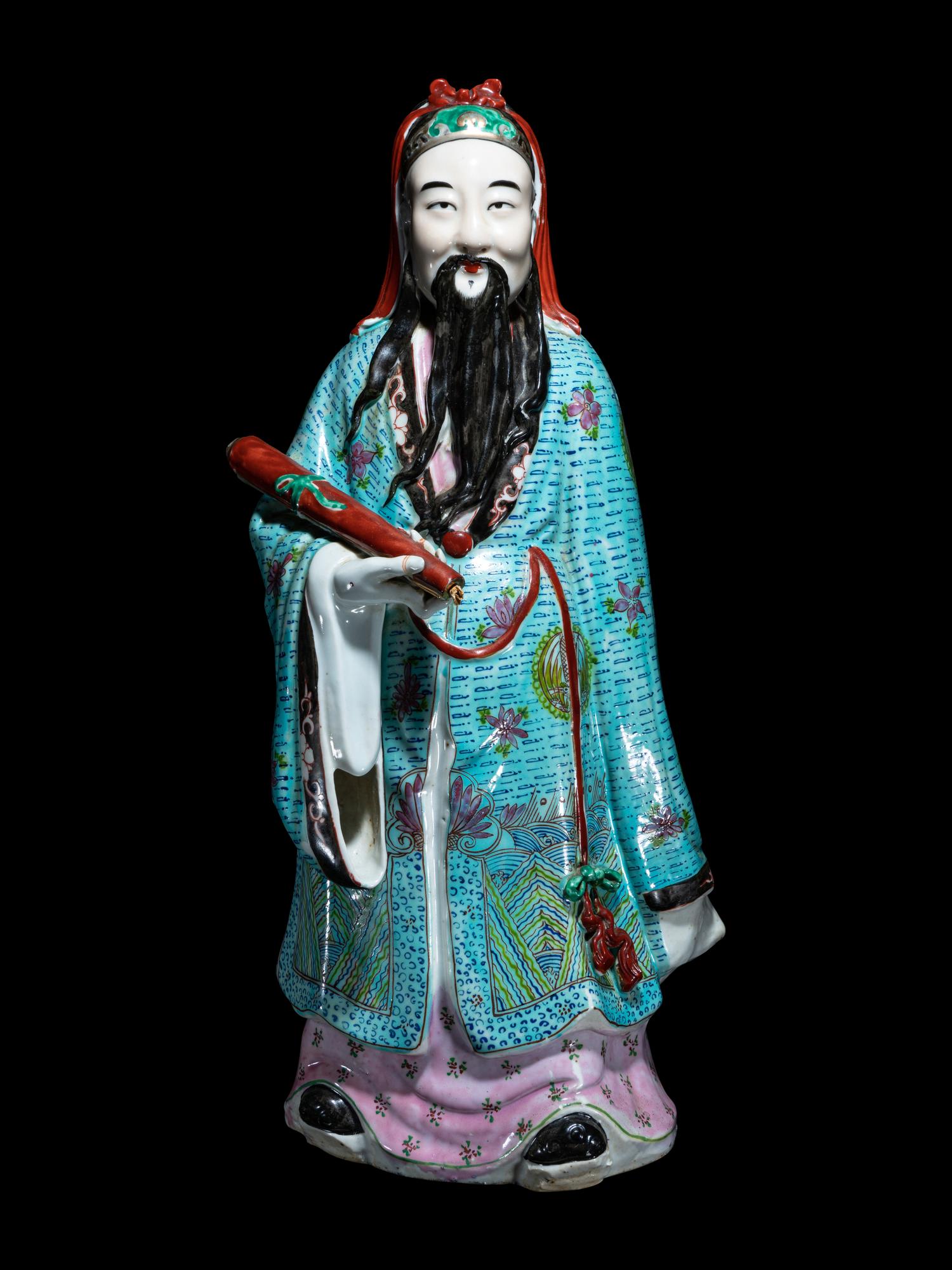 Two Chinese Famille Rose Porcelain Figures of Immortals
