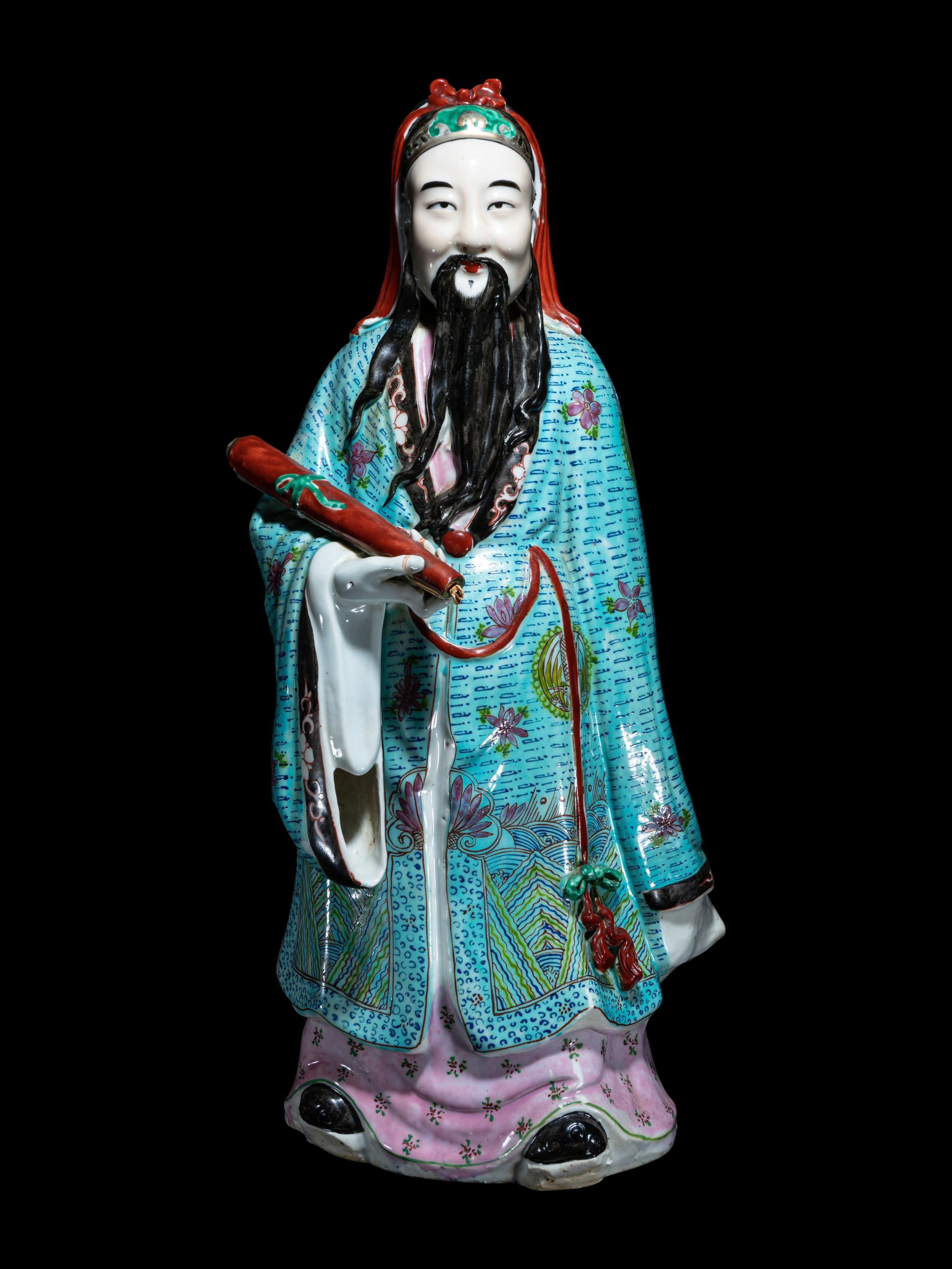 Two Chinese Famille Rose Porcelain Figures of Immortals
