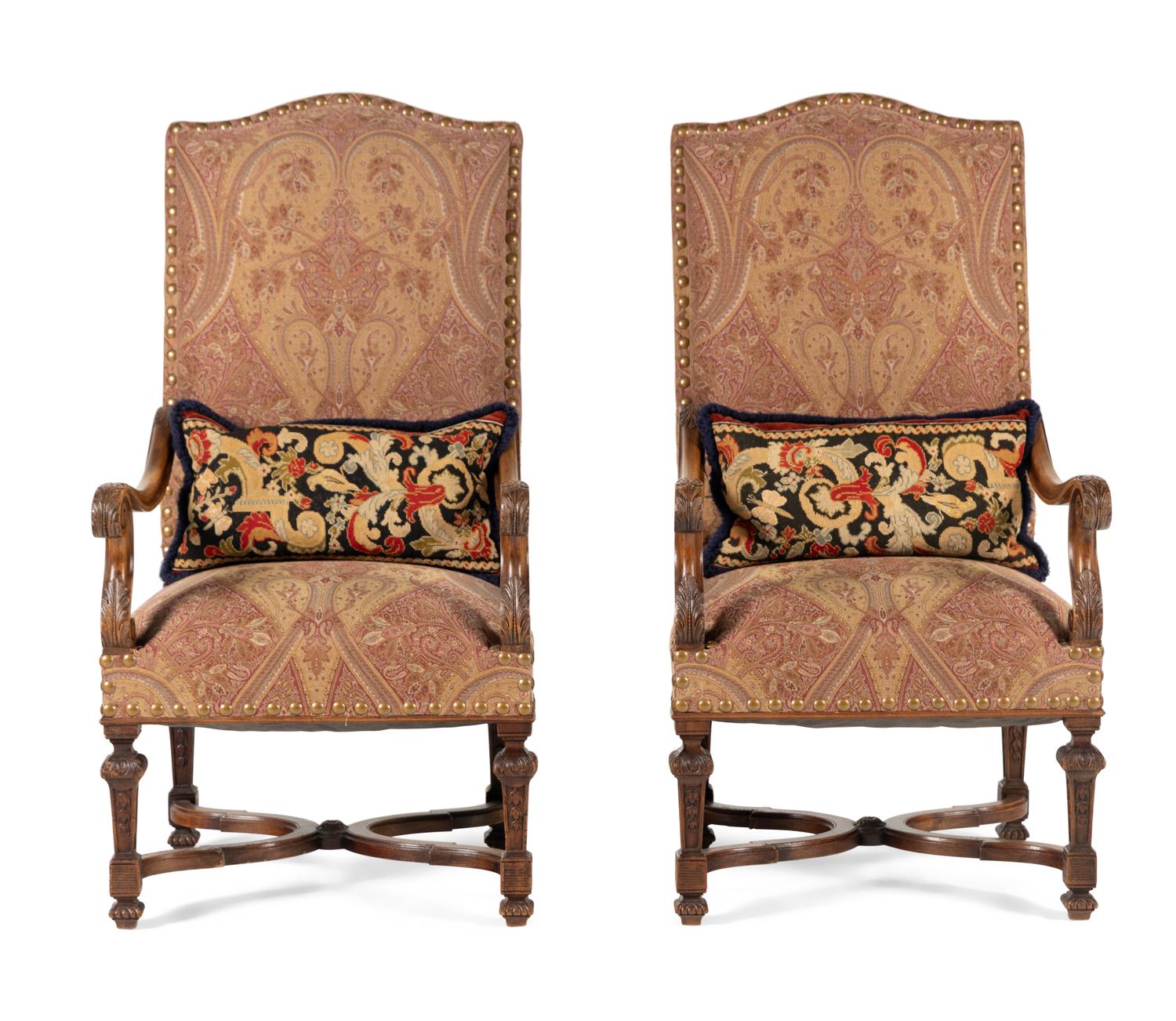 A Pair of Provincial Louis XIV Style Beechwood Fauteuils