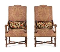 A Pair of Provincial Louis XIV Style Beechwood Fauteuils