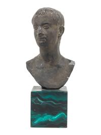 A Cast Metal Bust of a Man