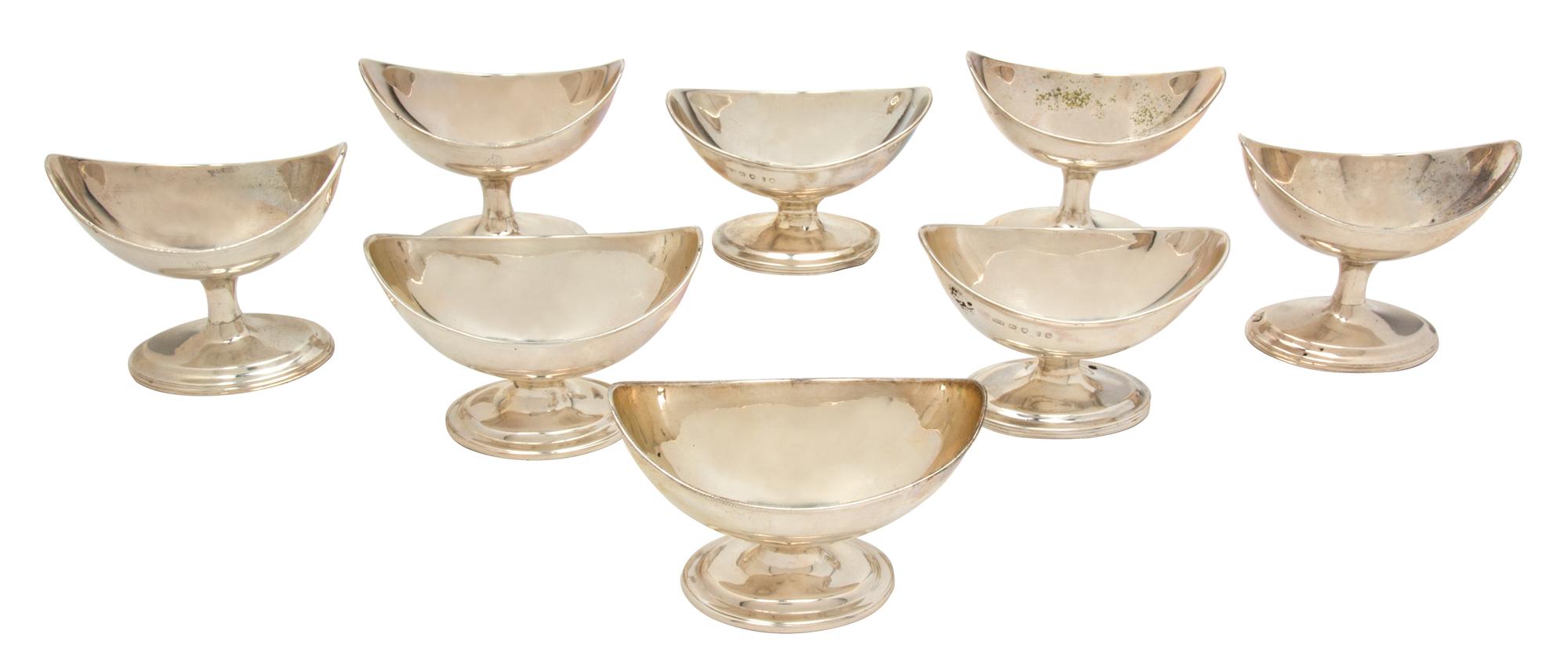 A Group of Eight George III Silver Boat-Form Salts, , comprising: 2 by Charles Chesterman, II London, 1796 2 by William Smith II, 1798,