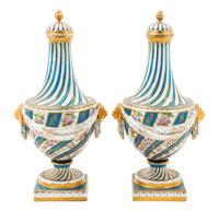 A Pair of Sevres Porcelain Covered Vases Height 14 3/4 inches. — 19TH/20TH CENTURY