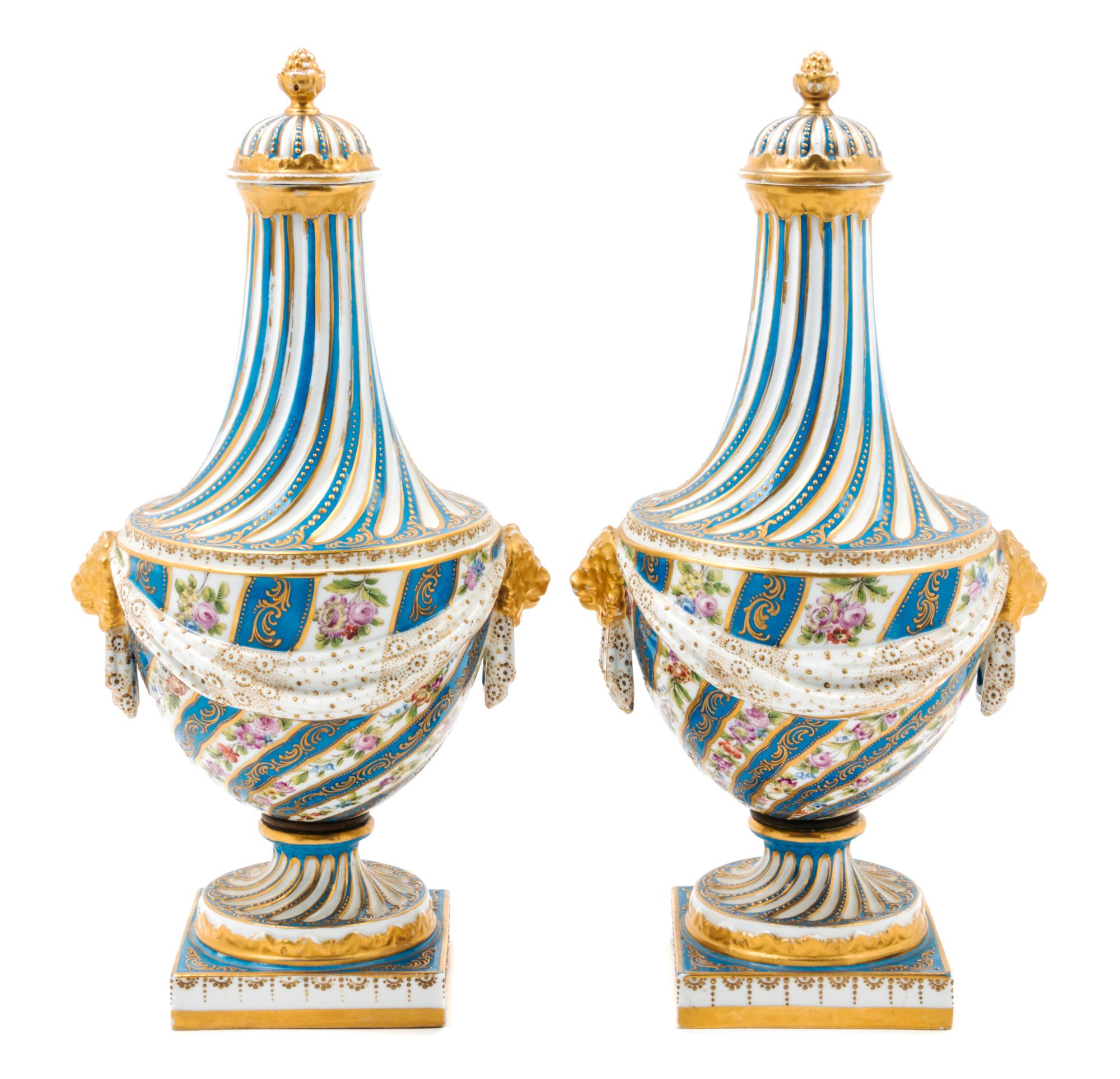 A Pair of Sevres Porcelain Covered Vases Height 14 3/4 inches. — 19TH/20TH CENTURY