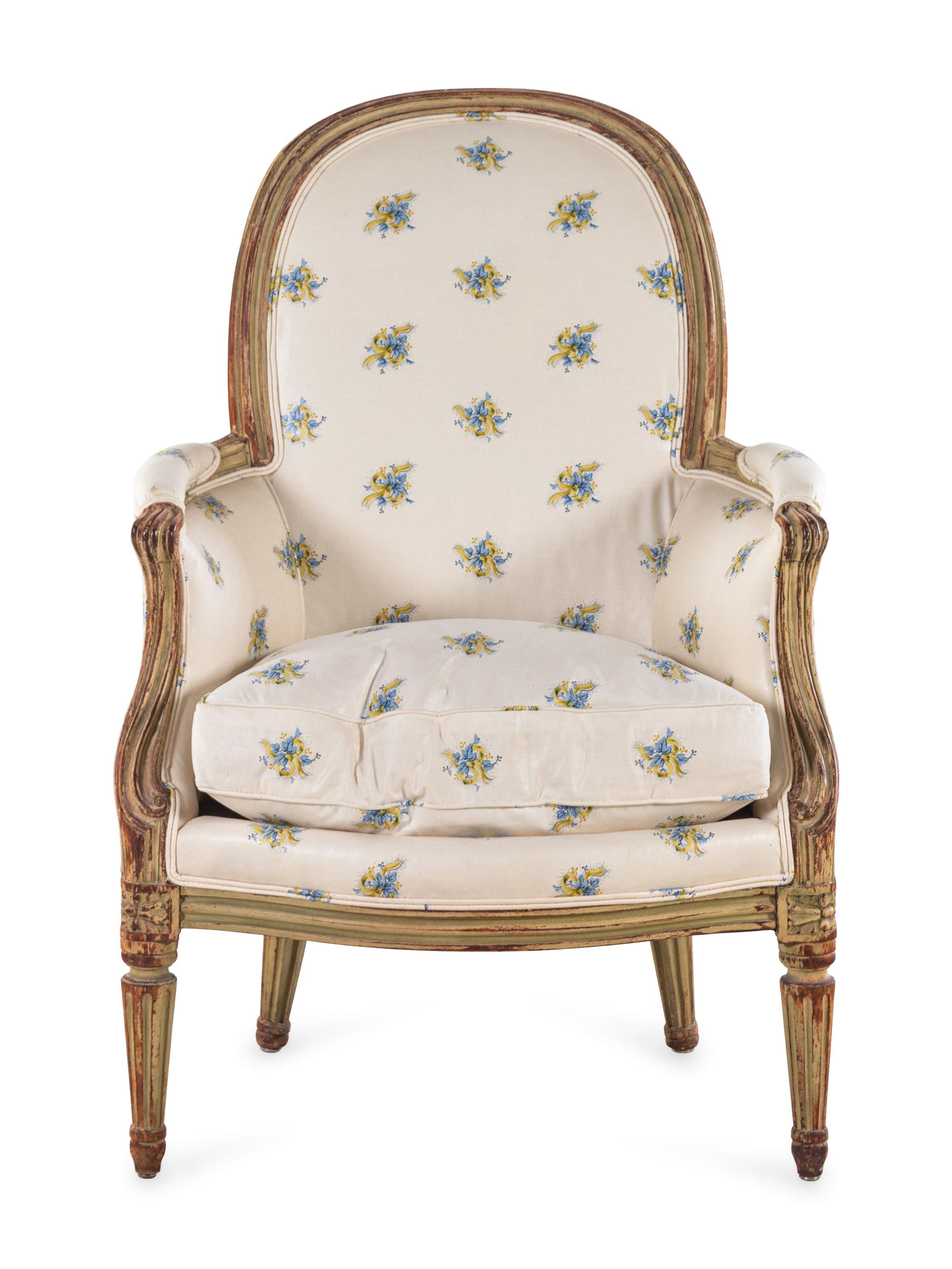 A Louis XVI Style Painted Bergère