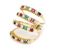 A Yellow Gold, Diamond Simulant, Emerald, Ruby and Sapphire Ring,