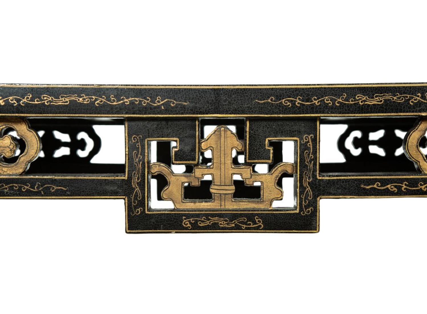 A Chinese Black and Gilt Lacquer Console Table — 20TH CENTURY
