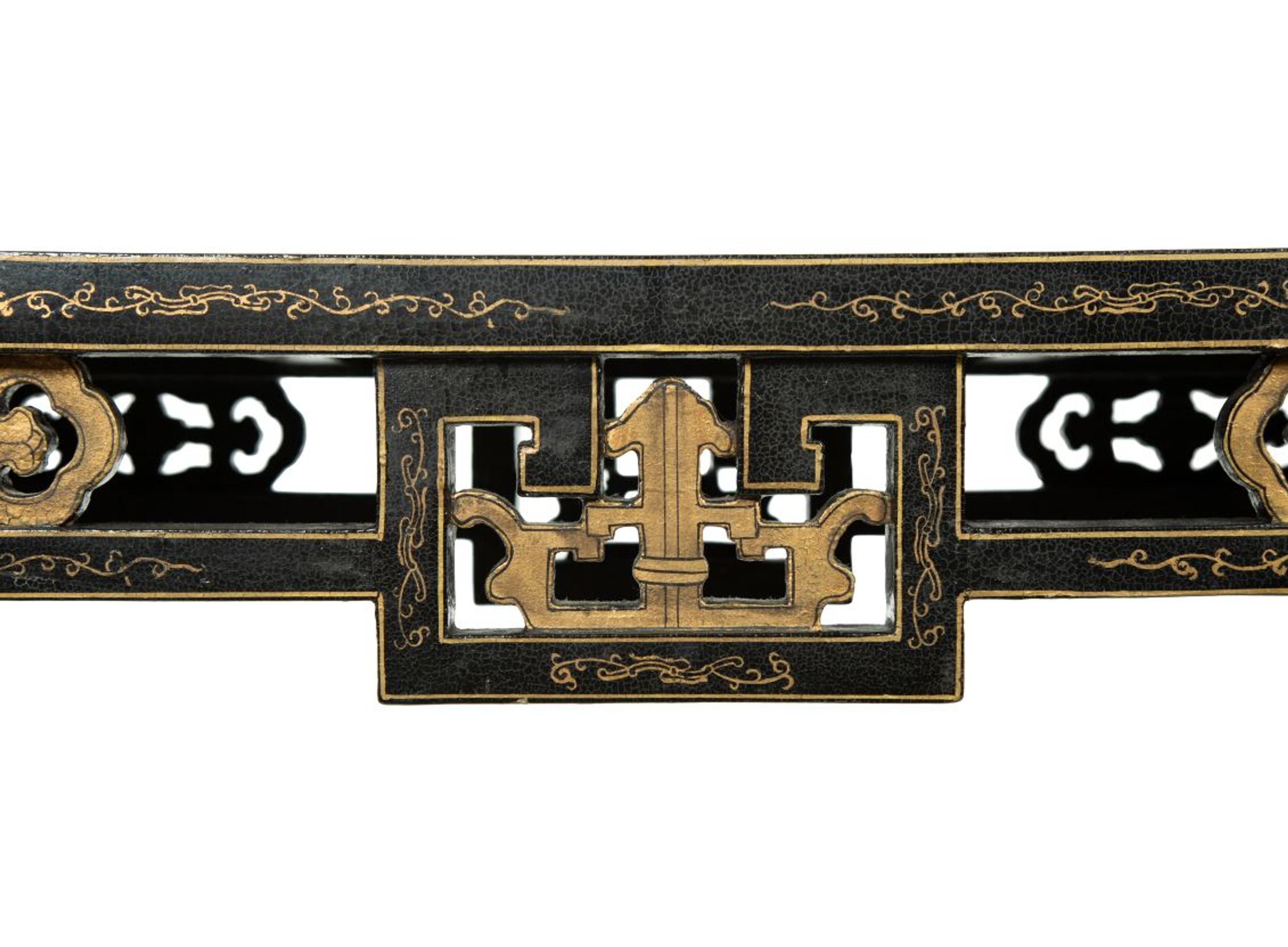 A Chinese Black and Gilt Lacquer Console Table — 20TH CENTURY
