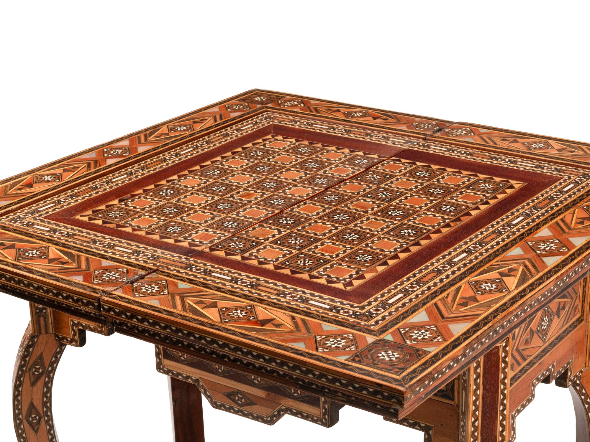 A Levantine Bone and Abalone-Inlaid Mosaic Backgammon Table