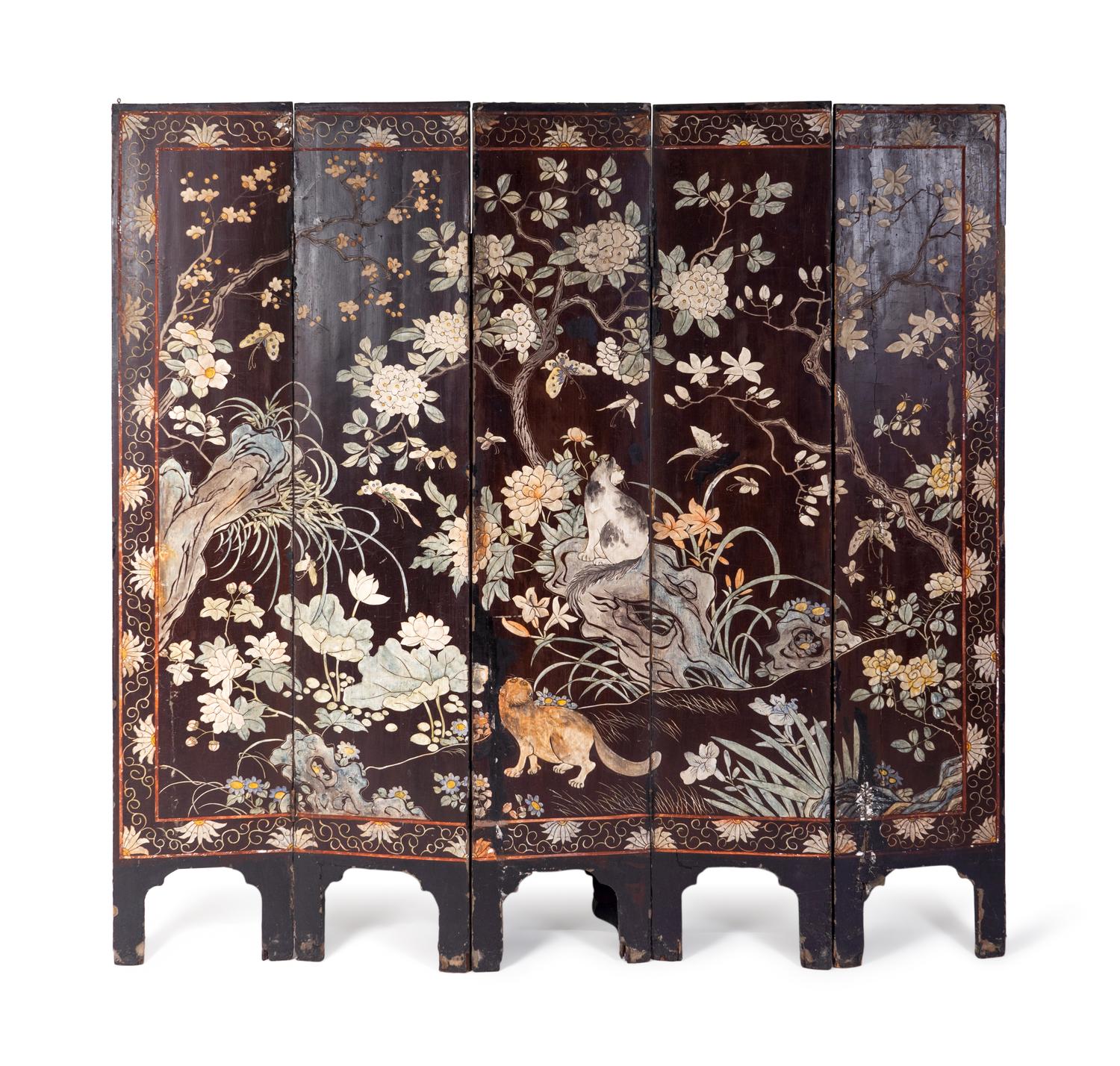 A Chinese Coromandel Five-Panel Screen — 19TH CENTURY