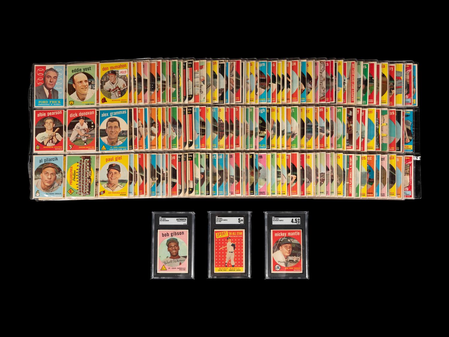 A Complete Set of 1959 Topps Baseball Cards Including SGC Graded Key Cards (572/572),