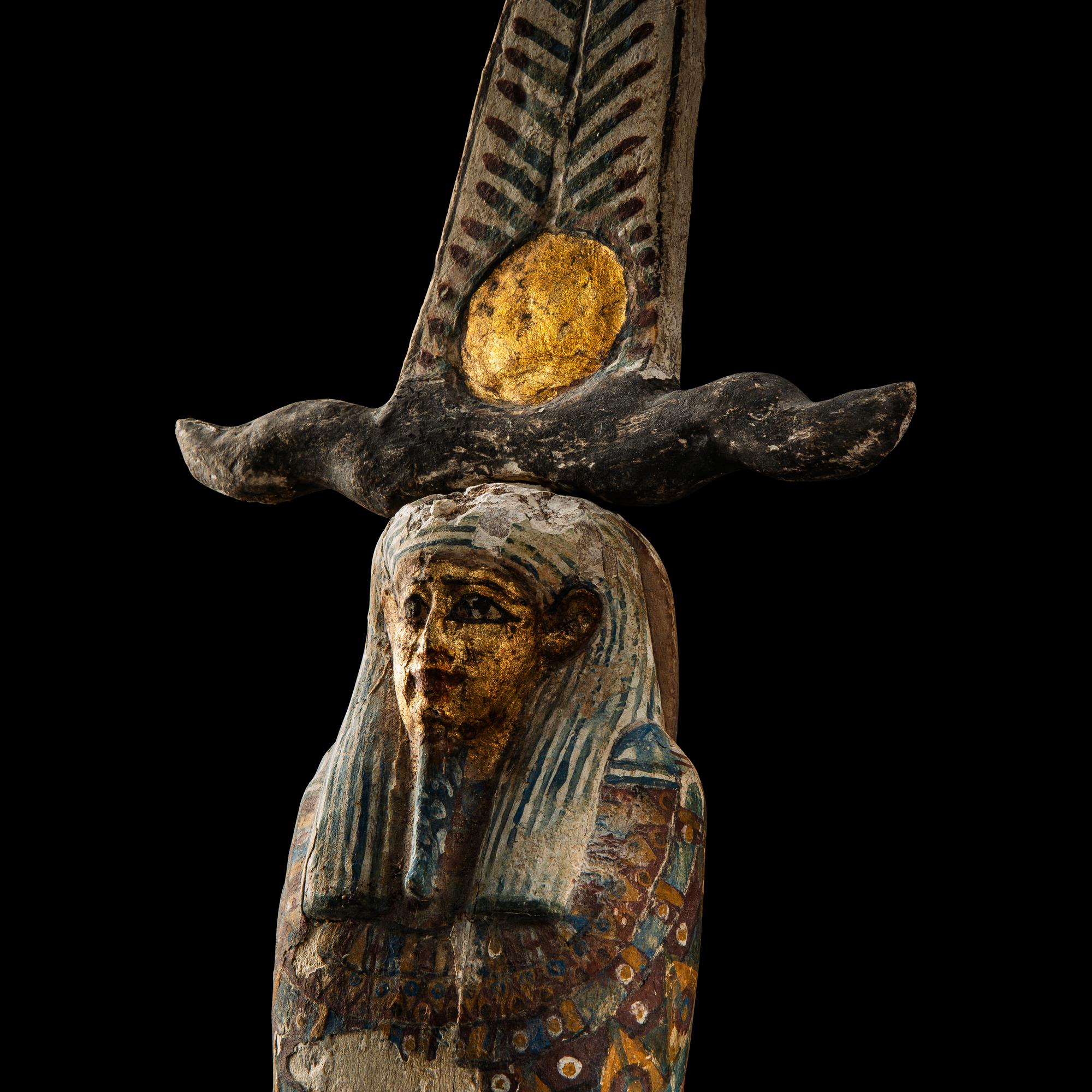 An Egyptian Gilt and Painted Wood Ptah-Sokar-Osiris