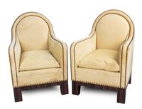A Pair of Contemporary Upholstered Armchairs Height 32 inches.