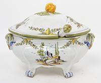 A Quimper Covered Tureen Width of tureen 13 inches.