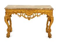 A Louis XV Giltwood Marble-Top Console