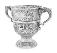 An Irish Silver Repousse Figural Loving Cup