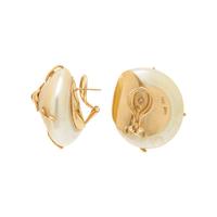 MAZ, YELLOW GOLD, SHELL AND SAPPHIRE EARRINGS