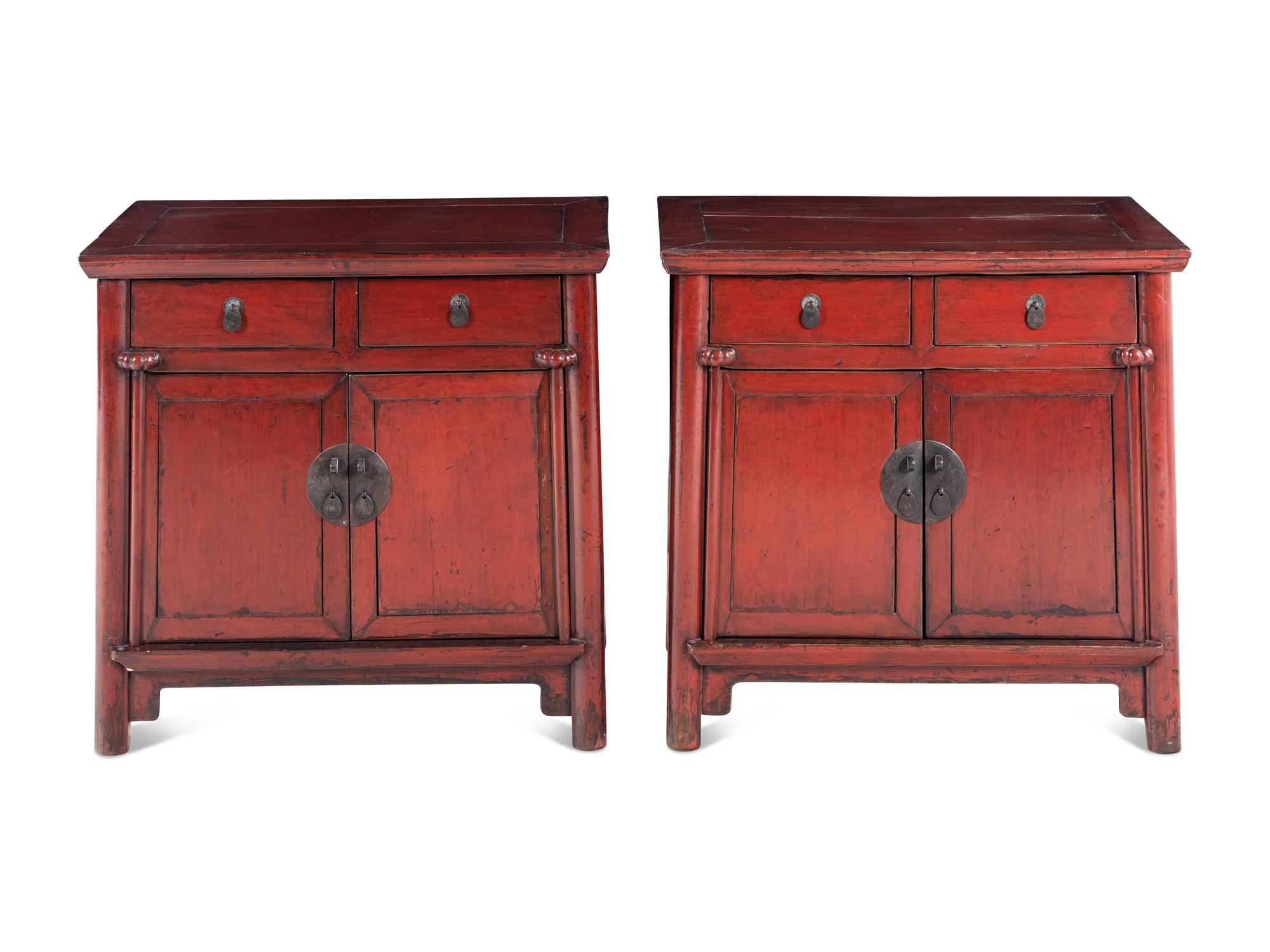 A Pair of Chinese Painted Cabinets