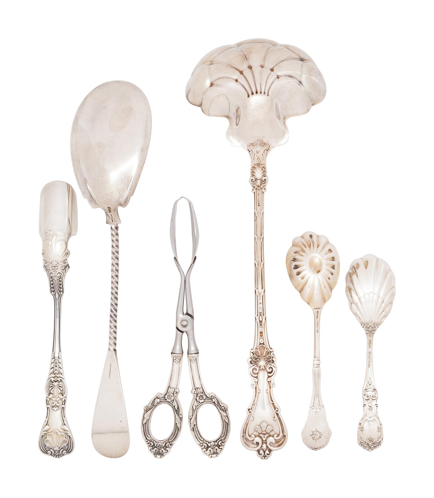 Six American Silver Flatware Serving Articles