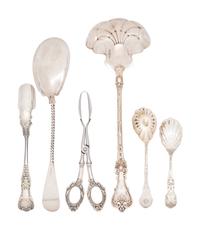 Six American Silver Flatware Serving Articles