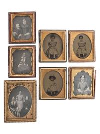 [EARLY PHOTOGRAPHY]. A collection of pairs and trios of cased images featuring the same female subjects, including:
