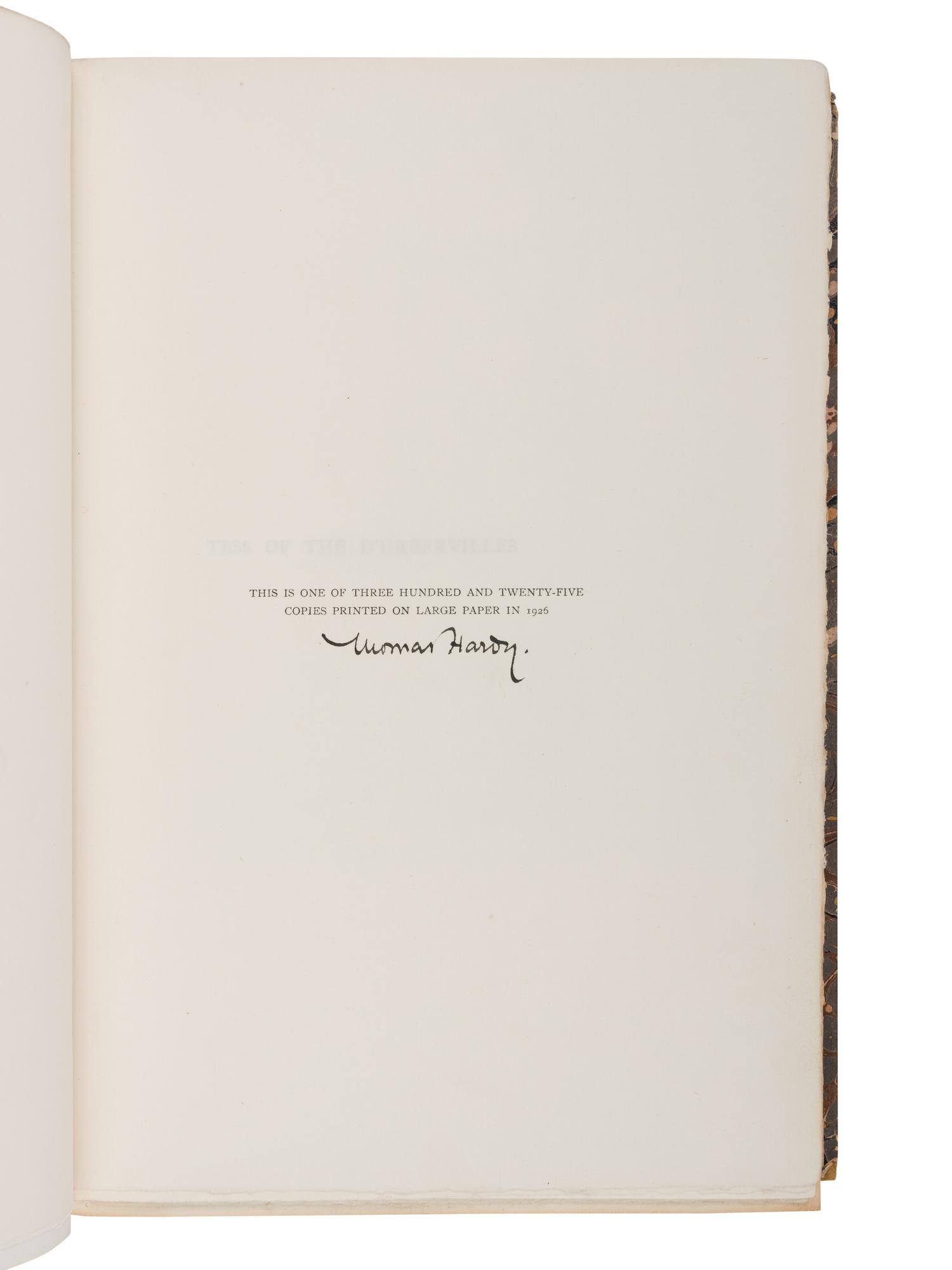 HARDY, Thomas (1840-1928). Tess of the D'Urbervilles . London: Macmillan & Co., Ltd., 1926.