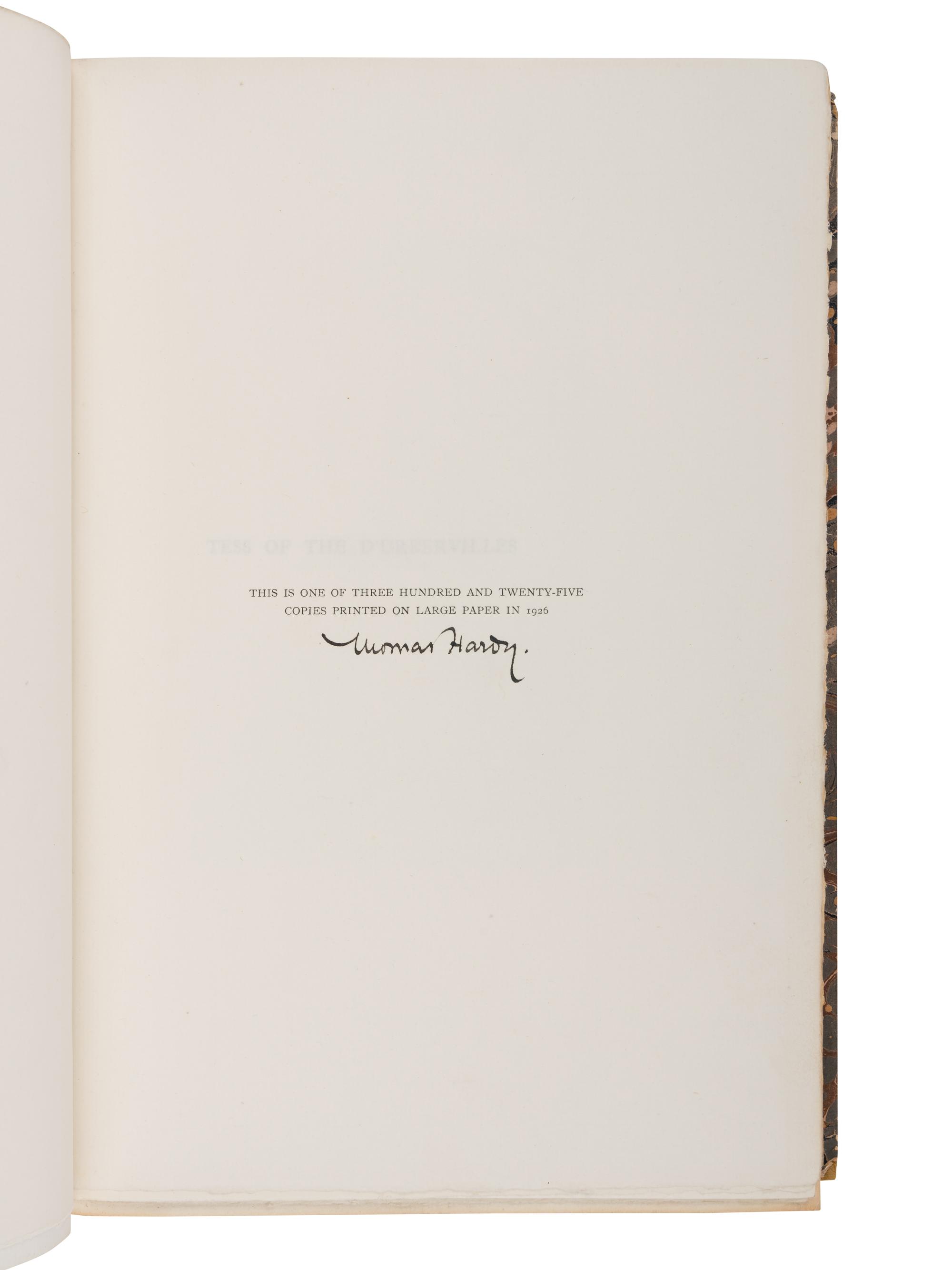 HARDY, Thomas (1840-1928). Tess of the D'Urbervilles . London: Macmillan & Co., Ltd., 1926.