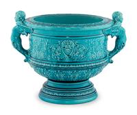 A Continental Turquoise Glazed Earthenware Jardinière
