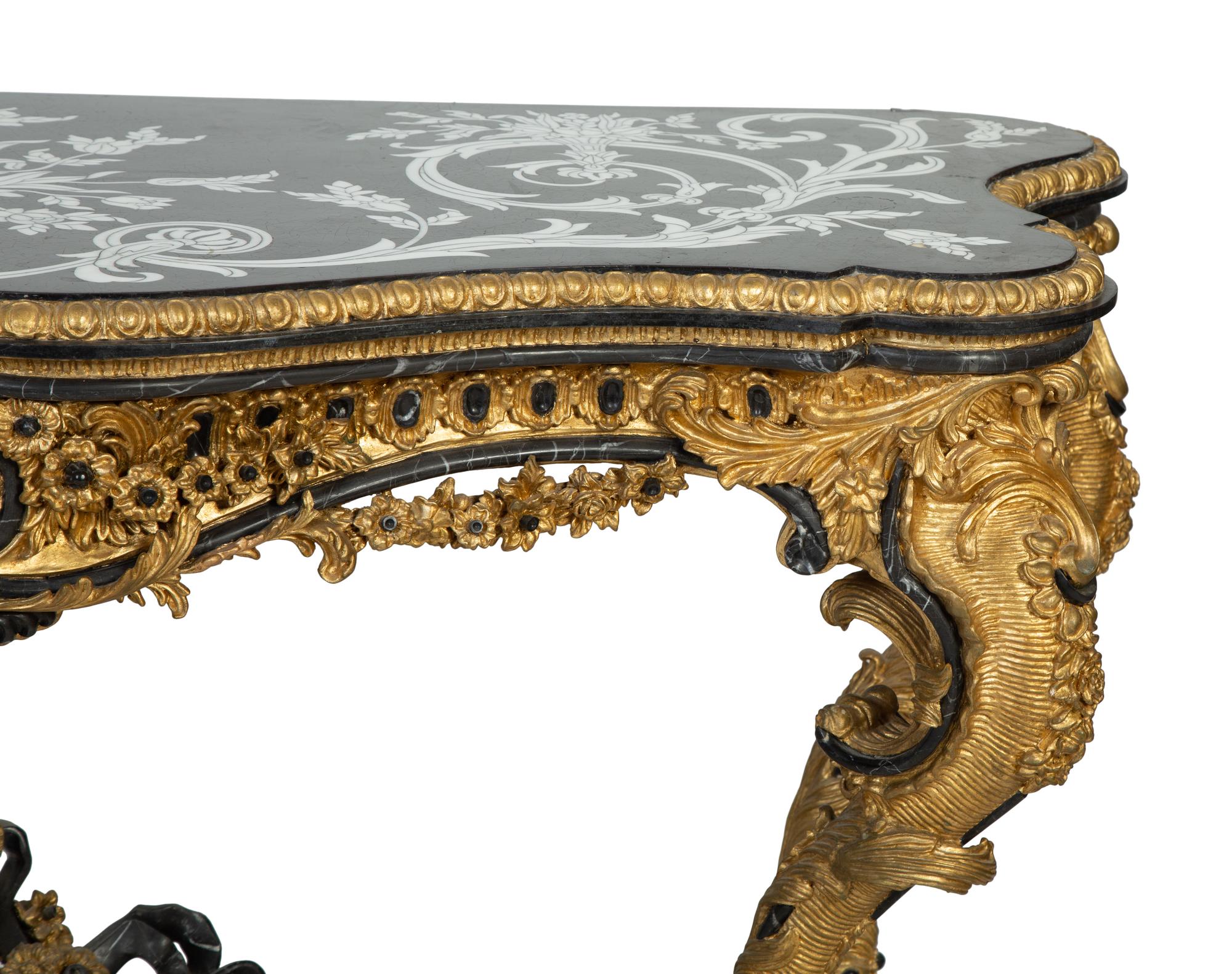 A Louis XV Style Giltwood and Marble Console Table — 20TH CENTURY