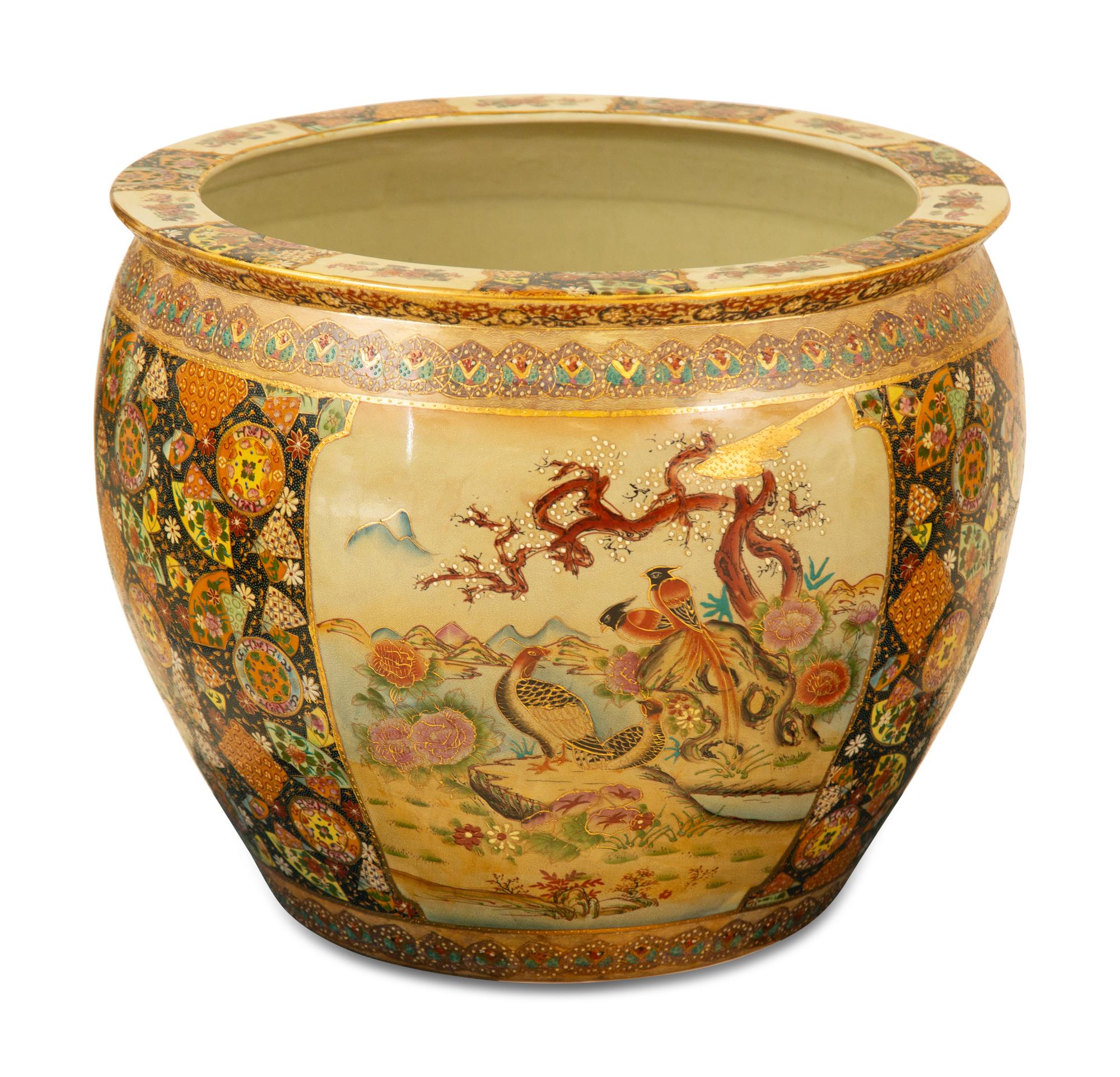 Two Similar Japanese Satsuma Porcelain Jardinières